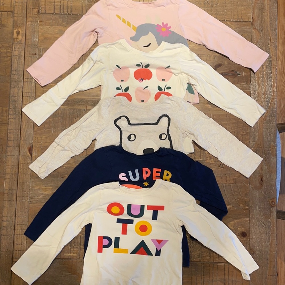 Hannah Andersson Girls Long Sleeve T shirts multi pack of 5.